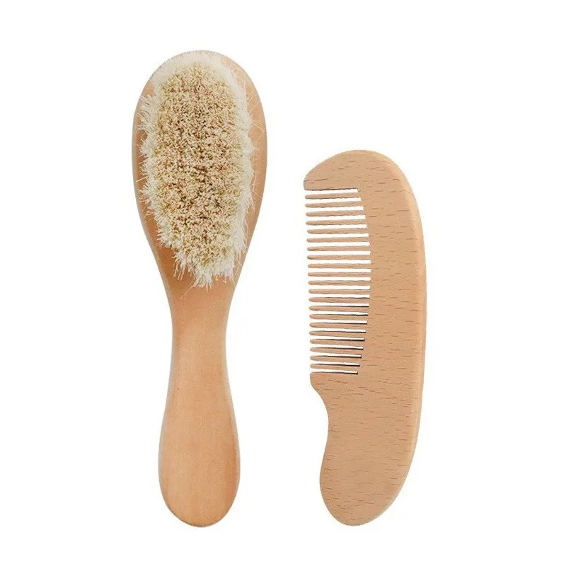 Ensemble brosse et peigne pour bébé 2 pièces soins cheveux doux matériau naturel design moderne cadeau bébé na