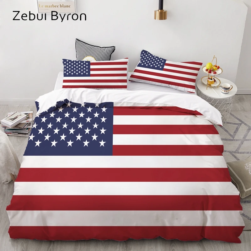 Parure de lit 3D personnalisée USA flag ensemble literie 3 pièces