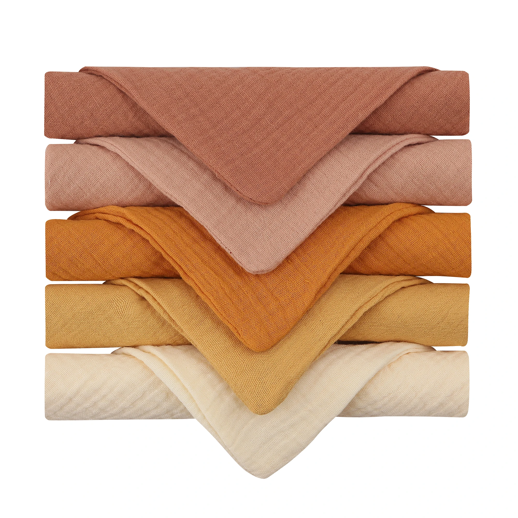 Serviettes carrées en coton doux pour bébé 5 pièces multicolores idéales pour le visage l'alimentation et le s