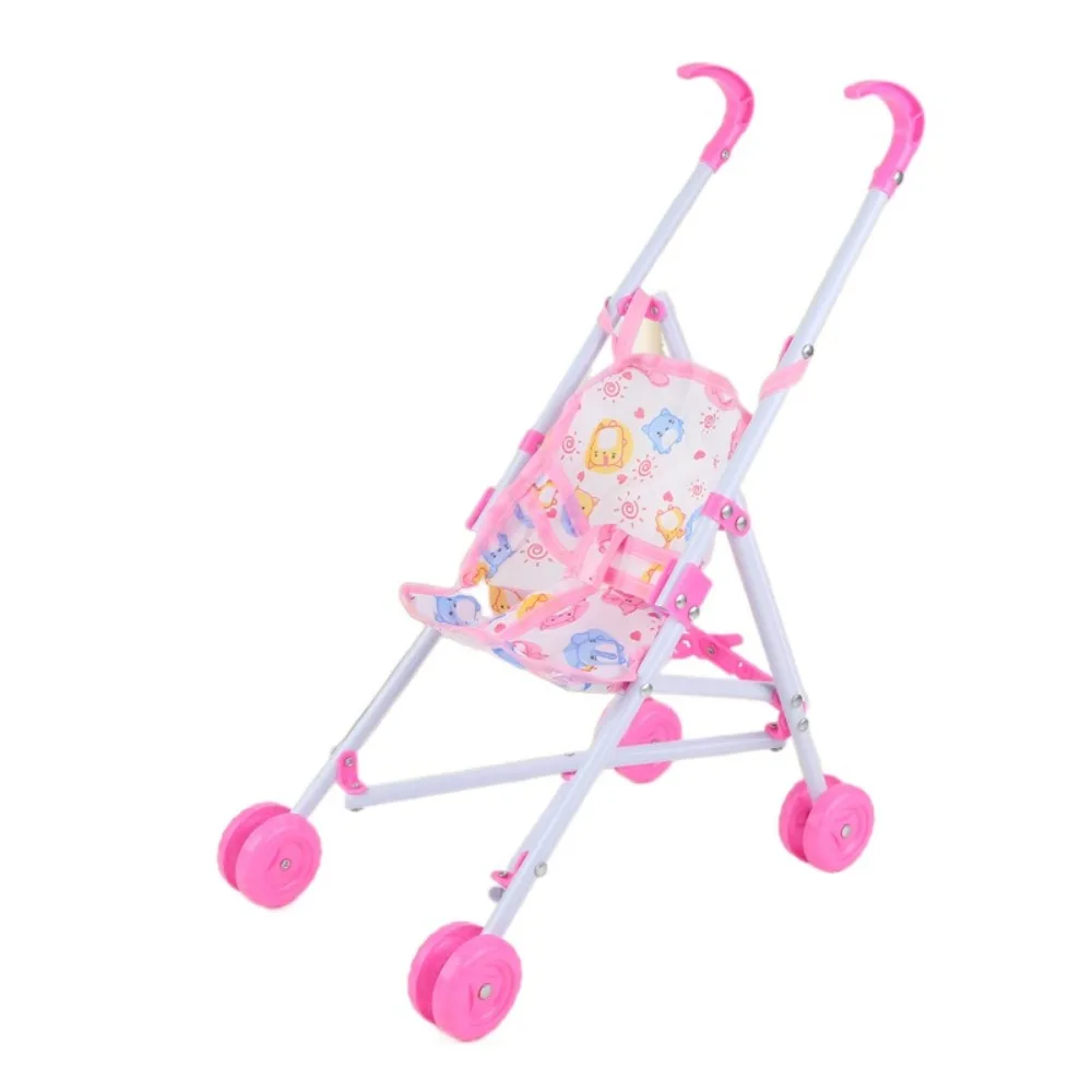 Poussette pour poupées interactive style ludique poussette bébé rose