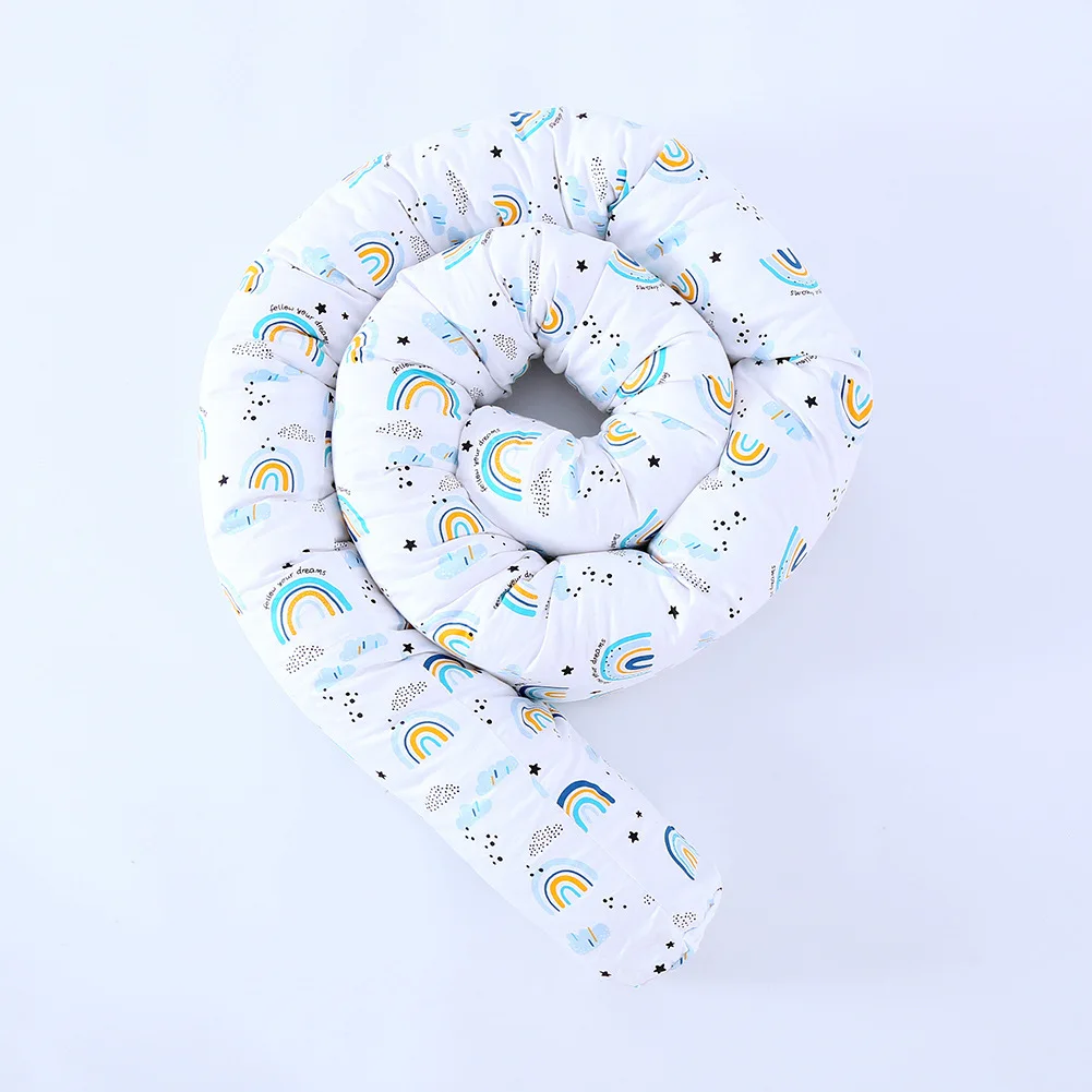 Coussin de sécurité pour bébé en coton arcenciel protection lit et berceau design serpent joyeux 200cm