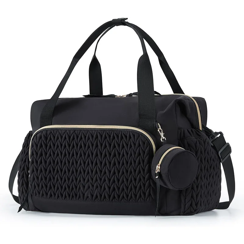 Sac à couches bébé organizer poussette sac fourretout léger style moderne texture cordonnée noir accessoires i