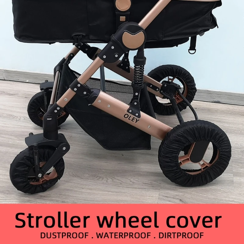 Housse roue poussette Oxford antipoussière OLEY protection extérieure modern style noir elastique