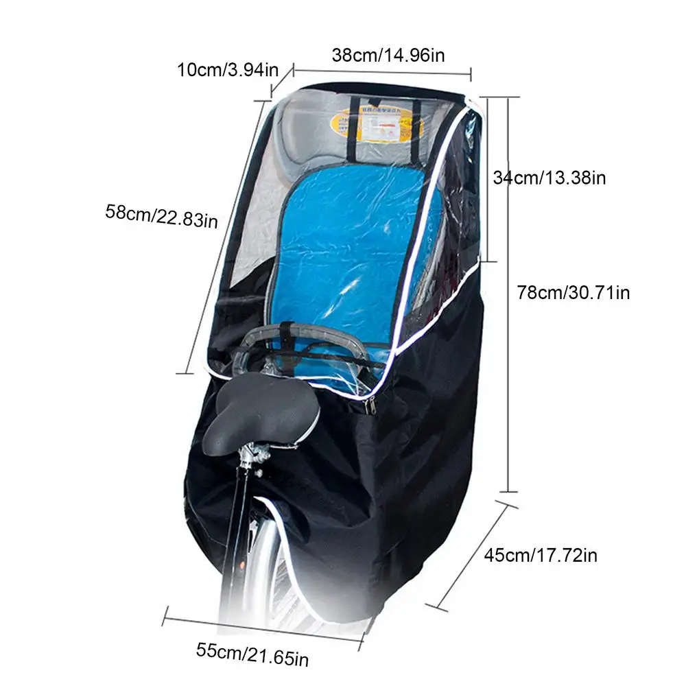 Housse de pluie transparente pour siège de vélo enfant protection