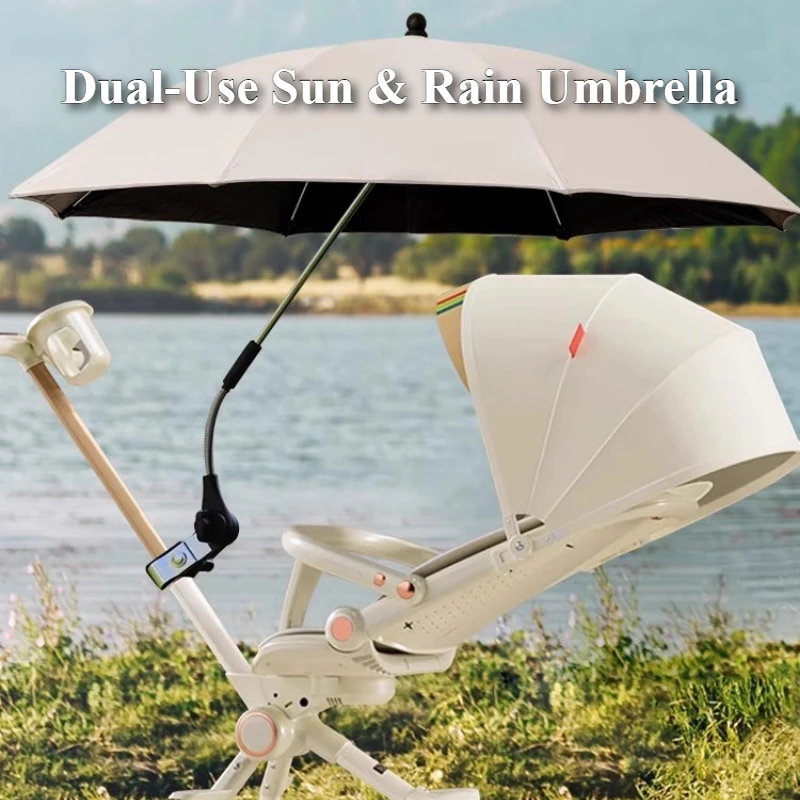 Parapluie poussette protection solaire UV pliable étanche ajustable bébé design moderne