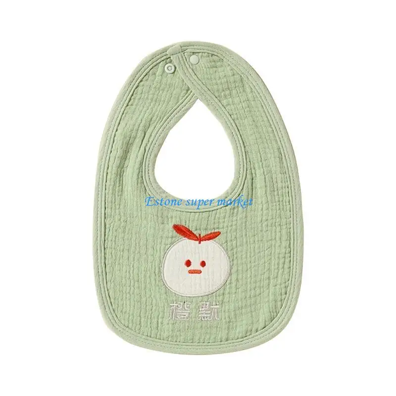 Bavoirs bébé en coton unisexes dentition réglables brodés pastel vert pâle