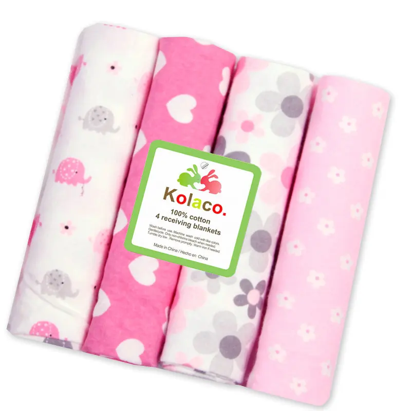 Couverture bébé 100% coton Kolaco 4 pièces motifs animés douce et confortable idéale pour nouveauné maternité