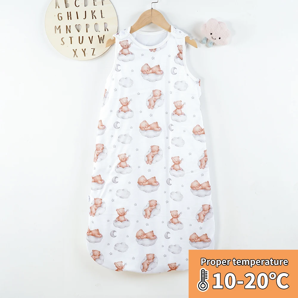 Sac de couchage bébé imprimé ours nuages étoiles tissu respirant 3 tailles doux confortable