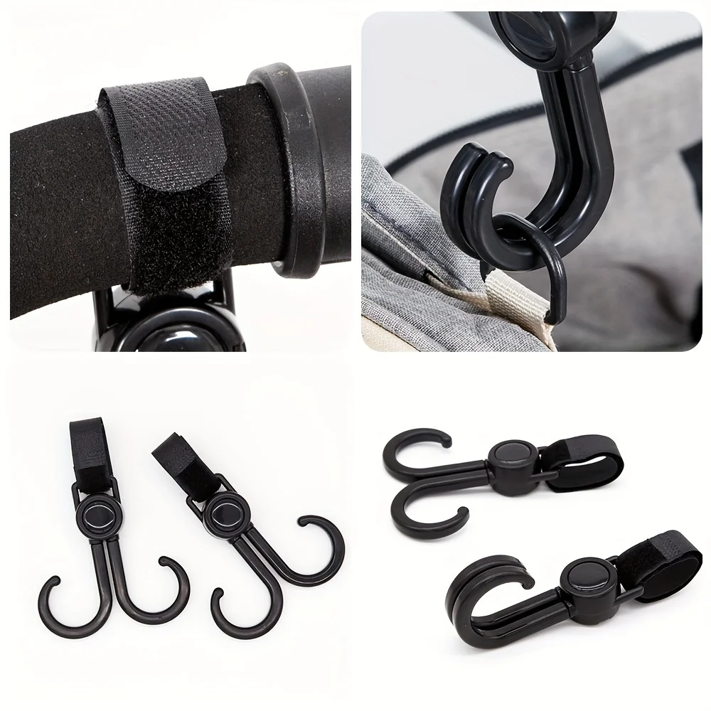 2 pièces 360 ° Crochets de poussette rotatifs, cintre de vélo robuste