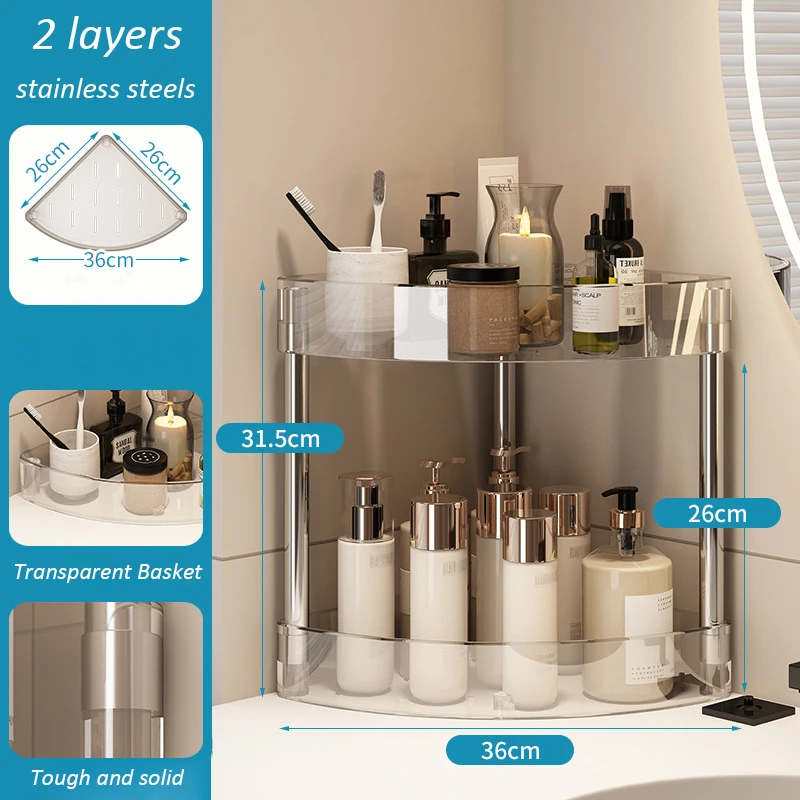 Organisateur salle de bain bébé acrylique inox étagère coin cosmétique