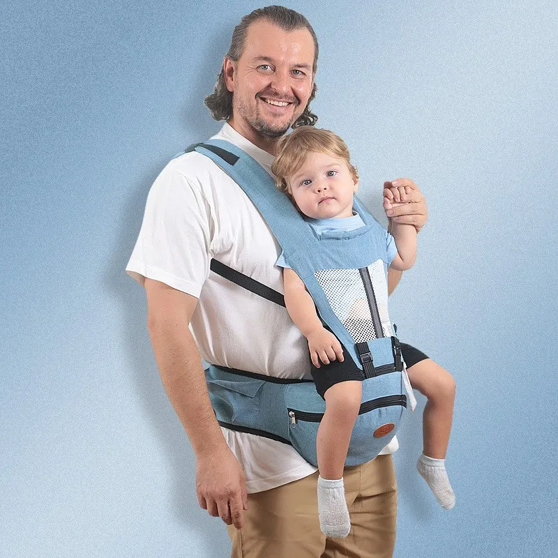 Table kangourou bébé avec siège écharpe portebébé ajustable 012 mois portage face avant et dorsal bleu