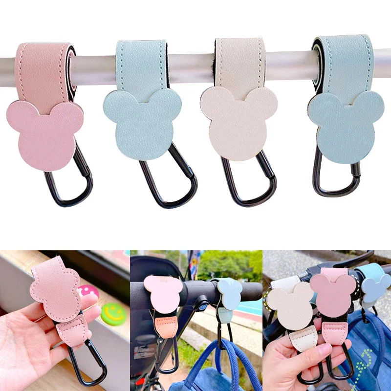 Crochet poussette en cuir PU Mickey Mouse accessoire rotatif 360° sécurisé et résistant design enfantin pour s
