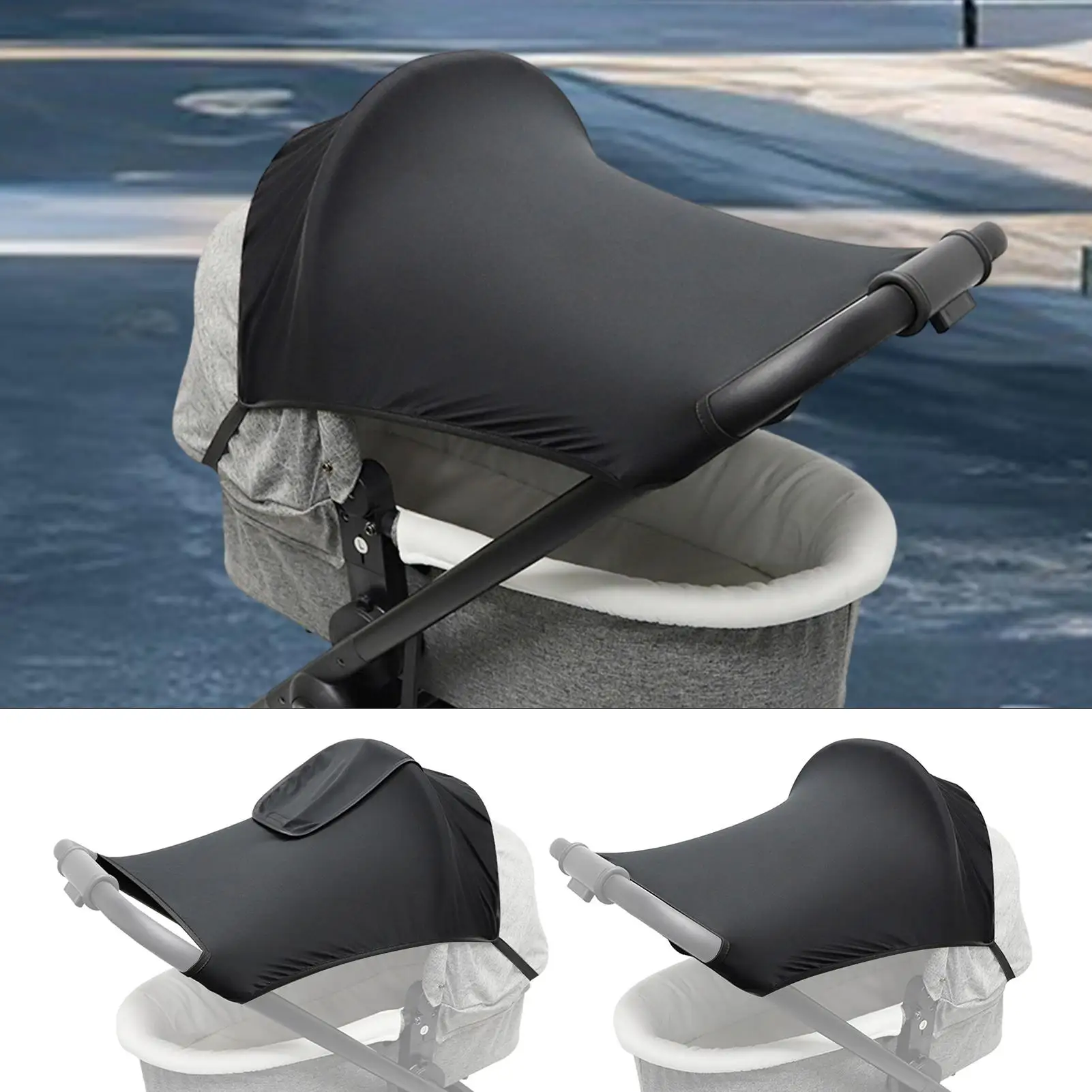 Paresoleil universel noir pour poussette protection UV coupevent accessoire bébé