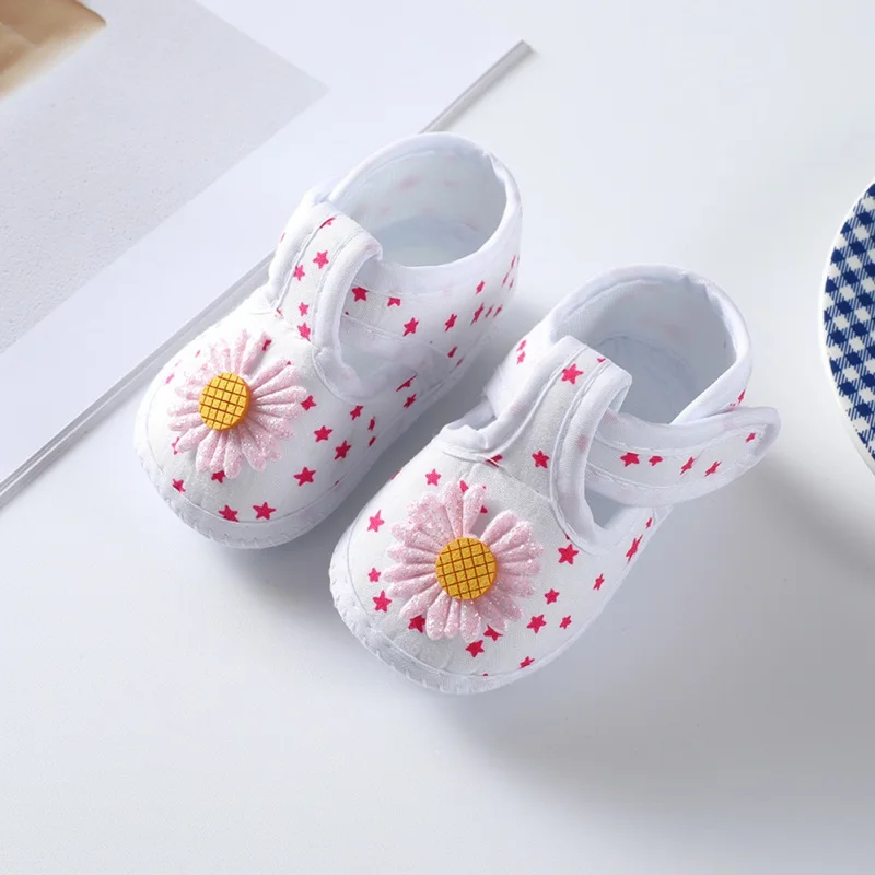 Chaussures bébé fille floral étoiles motifs Velcro fermeture intérieur