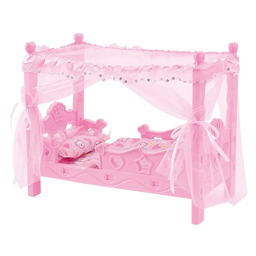 Lit miniature poupée princesse jouet simulation lit à baldaquin