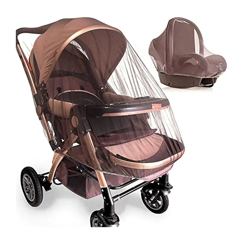 Moustiquaire en maille fine pour poussette protection antiinsectes portable filet lavable avec bord élastique 