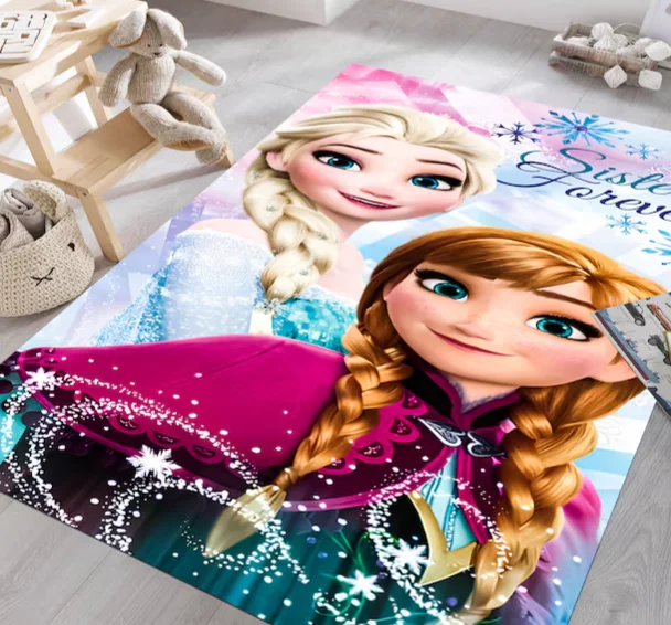 Tapis princesse Frozen Elsa Anna personnages enfants chambre déco salle