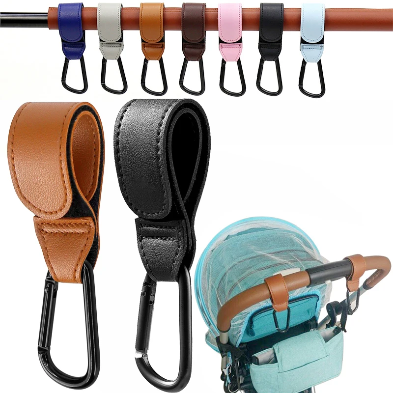 Clip poussette cuir PU métal multicolore accessoire bébé sécurité facile à utiliser