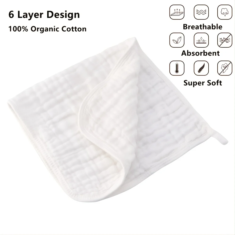 Grands débarbouillettes en mousseline pour bébé serviettes bébé extra absorbantes douces et hypoallergéniques 