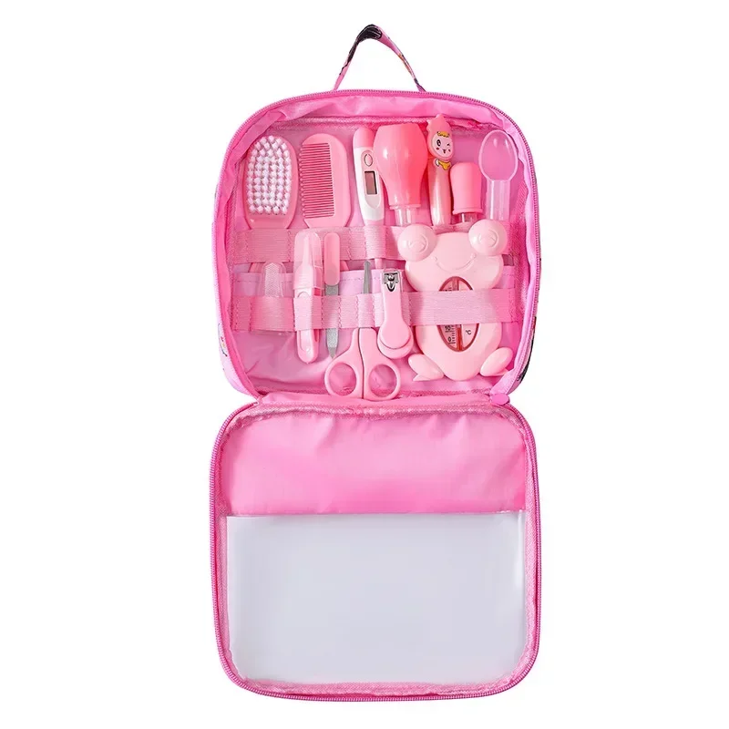 Kit soins bébé 13 pièces brosse toilettage ciseaux tondeuse portable professionnels nouveauné pink 13pcs set