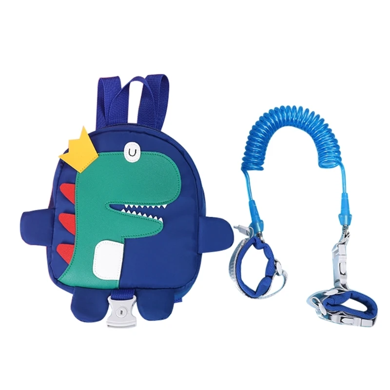 Sac à dos pour enfant avec laisse de sécurité design dinosaure matériaux synthétiques bretelles ajustables idé