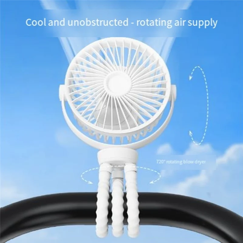 Ventilateur Portable pour Poussette Bébé Mini Ventilateur Flexible Trépied Clip Usage Extérieur et Intérieur D