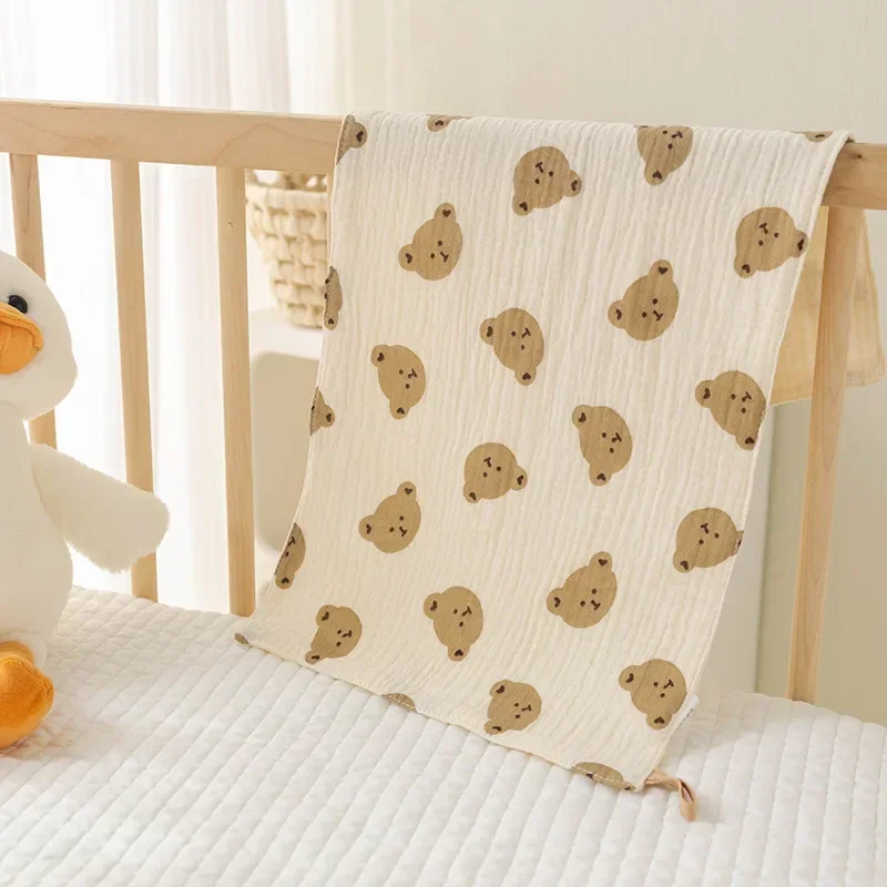 Tissu pour bébé visage ours serviette longue doux en coton muslin bébé maternelle essuiemains infantile articl