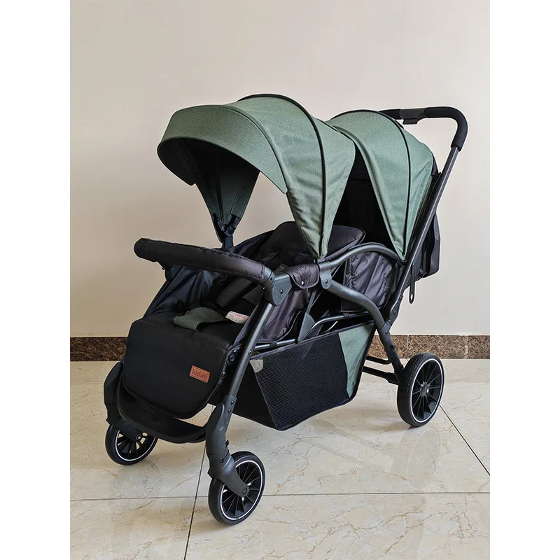 Poussette double multifonctionnelle pour jumeaux et enfants légère haute vue inclinable pliable 3 en 1 03 ans