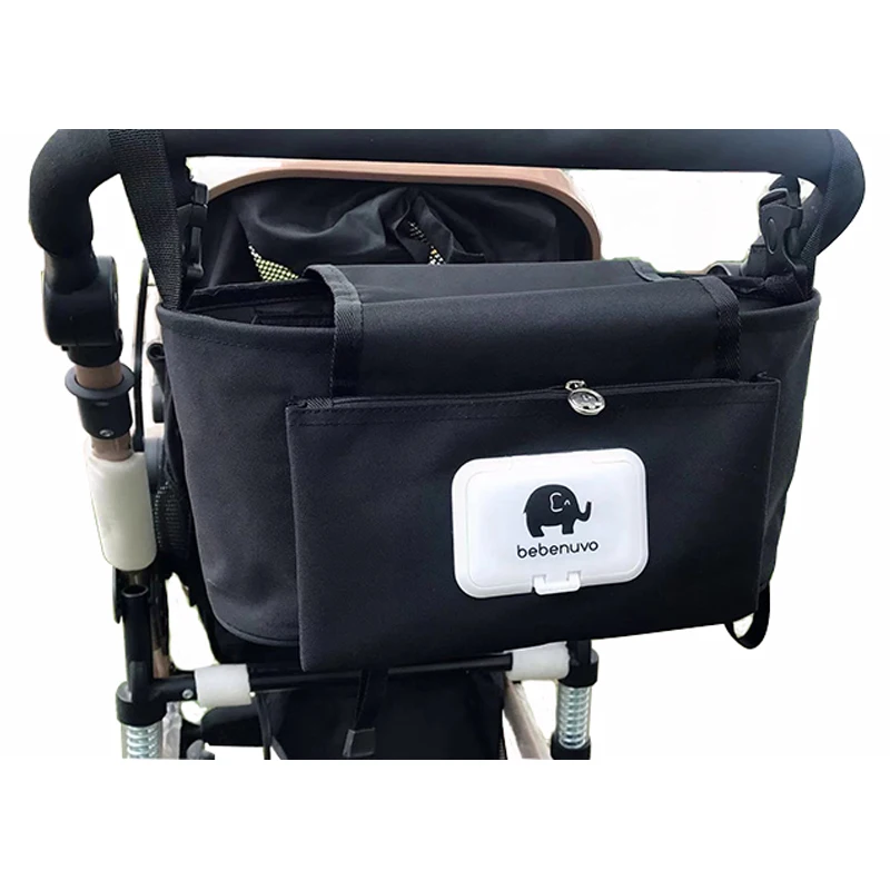 Sac de rangement pour poussette avec portegobelet grande capacité