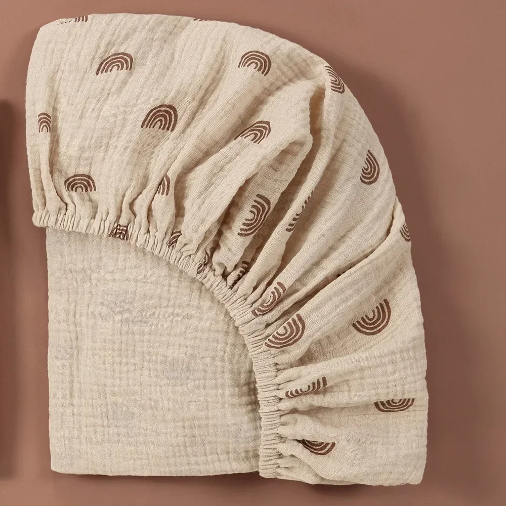 Drap de couffin ajusté bébé housse de coussin Proxy motif arcenciel khaki respirant doux 41x82cm nouveauné cha