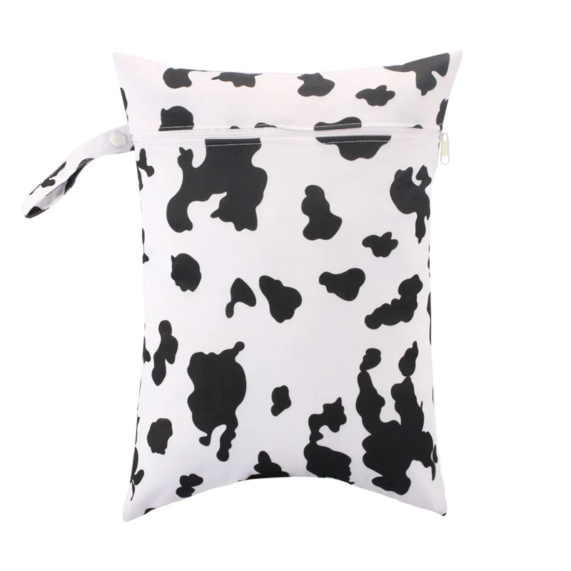 Sacs à langer réutilisables étanches design vache natation sport double