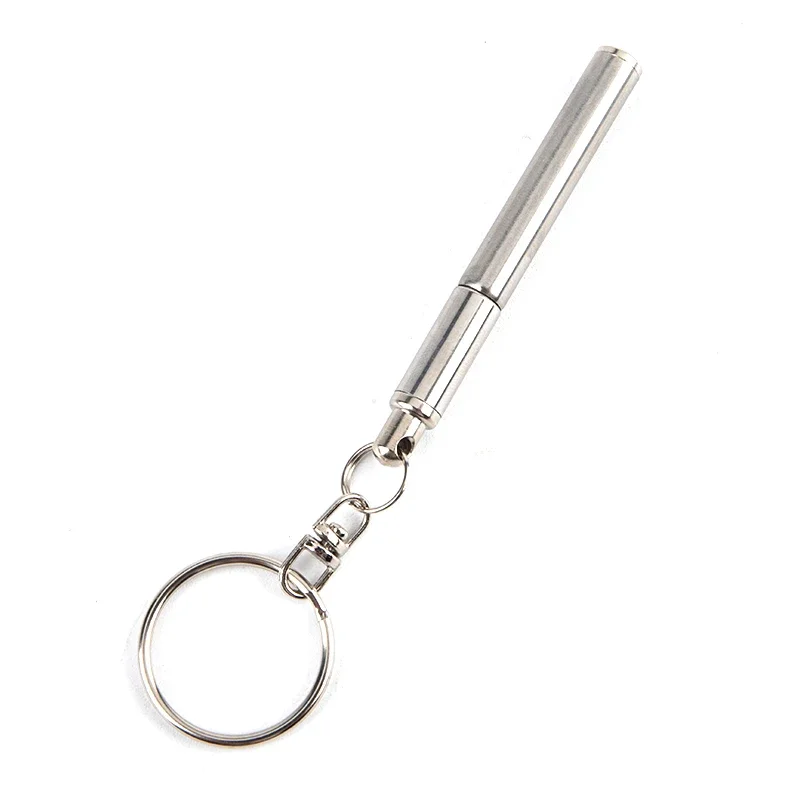Porteclés stylo à bille acier inoxydable portable compact fonction