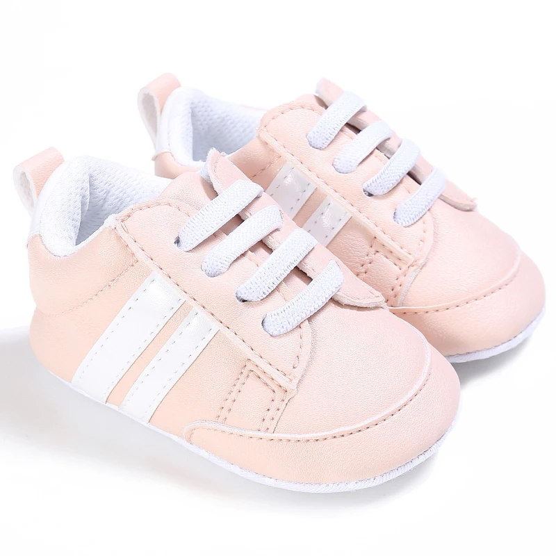 Bébé fille chaussures premiers marcheurs rose blanc doux conforturable