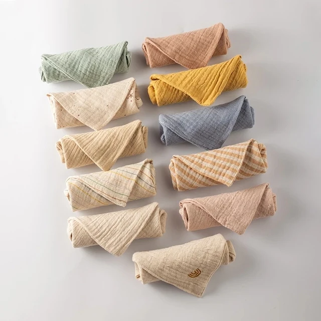 Serviettes bébé en mousseline 5 pièces couleurs aléatoires douces hypoallergéniques idéales pour le bain visag