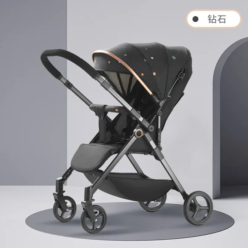 Poussette bidirectionnelle ultra légère pour bébé landau à quatre roues tour par minute paysage élevé moderne 
