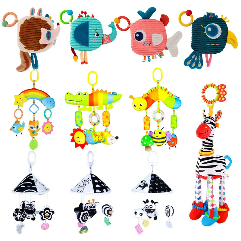 Hochet pour nouveaunés jouets suspendus poussette landau bébé 012 mois tissu doux peluche stimulation sensorie