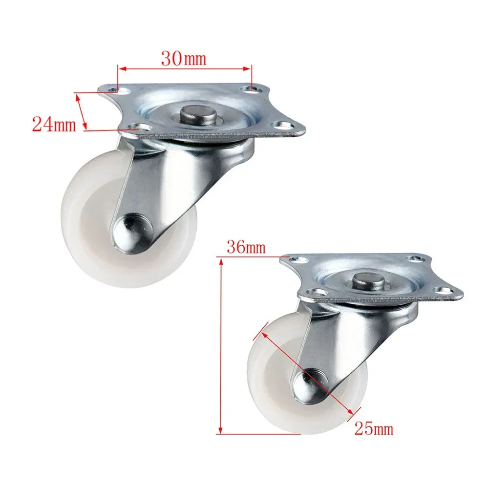 Roulettes meubles 25mm pivotantes pour poussette support caoutchouc