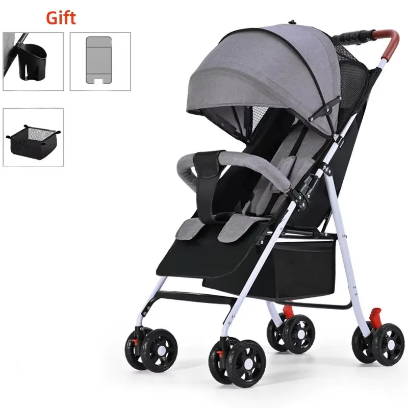 Poussette légère pliable siège inclinable une main roues tout terrain pour voyage en plein air nourrissons tou