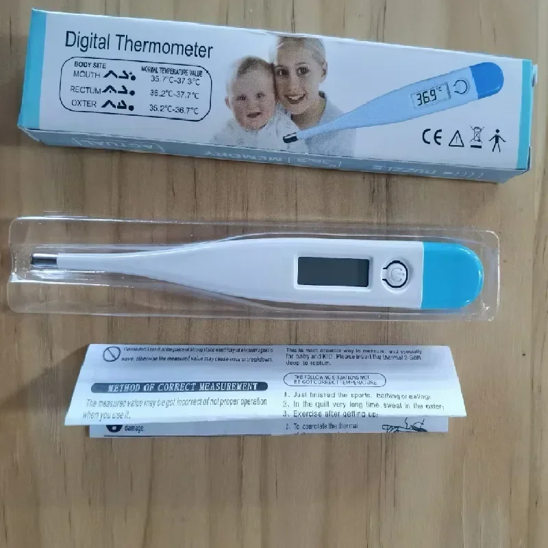 Thermomètre numérique précis pour bébé alerte fièvre lecture buccale et aisselles design moderne bleu clair C2