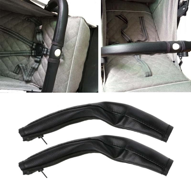 Poignée poussette manchon cuir PU artificiel bébé antidérapant confortable portable sécurité accessoire stroll