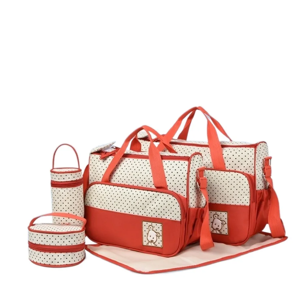 Ensemble sac à langer 5 pièces organisateur de poussette multifonctionnel coussin à couches intégré tissu Oxfo