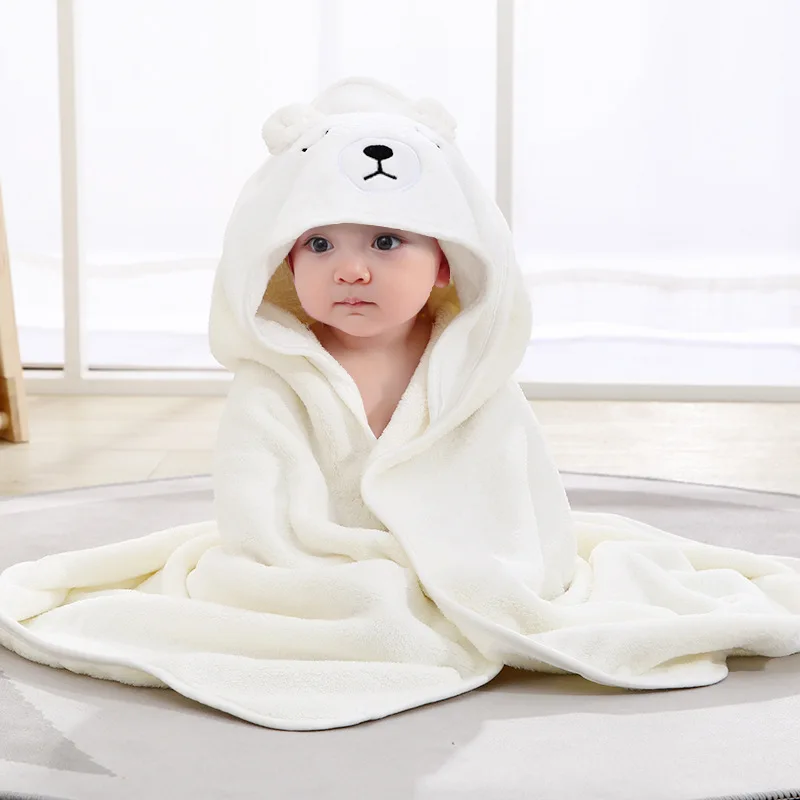 Serviette de bain bébé couverture ours douce absorbante capuche peluche 024 mois