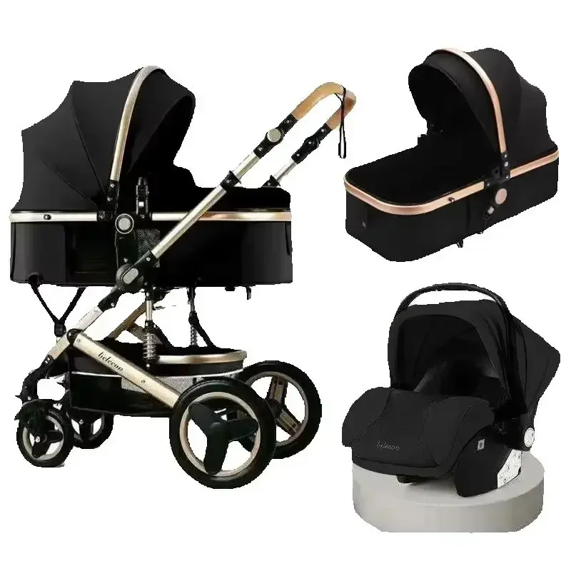 Poussette bébé 3 en 1 landau chariots pour nouveauné système de voyage multifonction portage bébé 02 ans