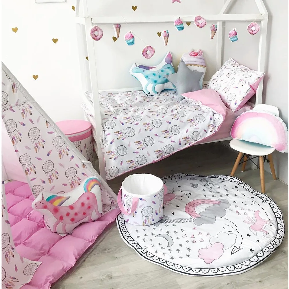 Tapis de jeu bébé 100% coton antiglisse tigre intérieur/extérieur