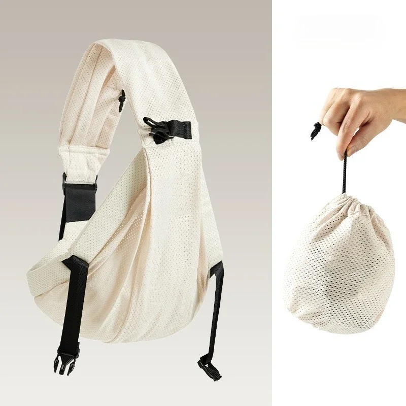 Sling PorteBébé Enveloppant Étanche Sac à Dos pour Bébés et Enfants en Bas Âge Beige