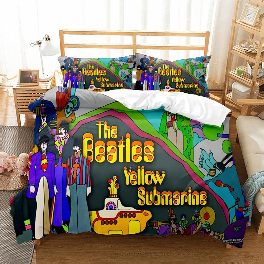 The Beatles Yellow Submarine parure de lit enfants housse de couette et taies d'oreiller linge de lit coloré d