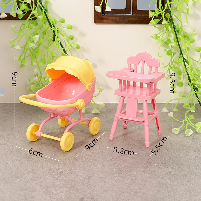Ensemble Mini Bébé Poussette Chaise Haute Jouet Poupée Simulation Jeu Rôle 36 Ans Enfant Accessoire Coloré Séc