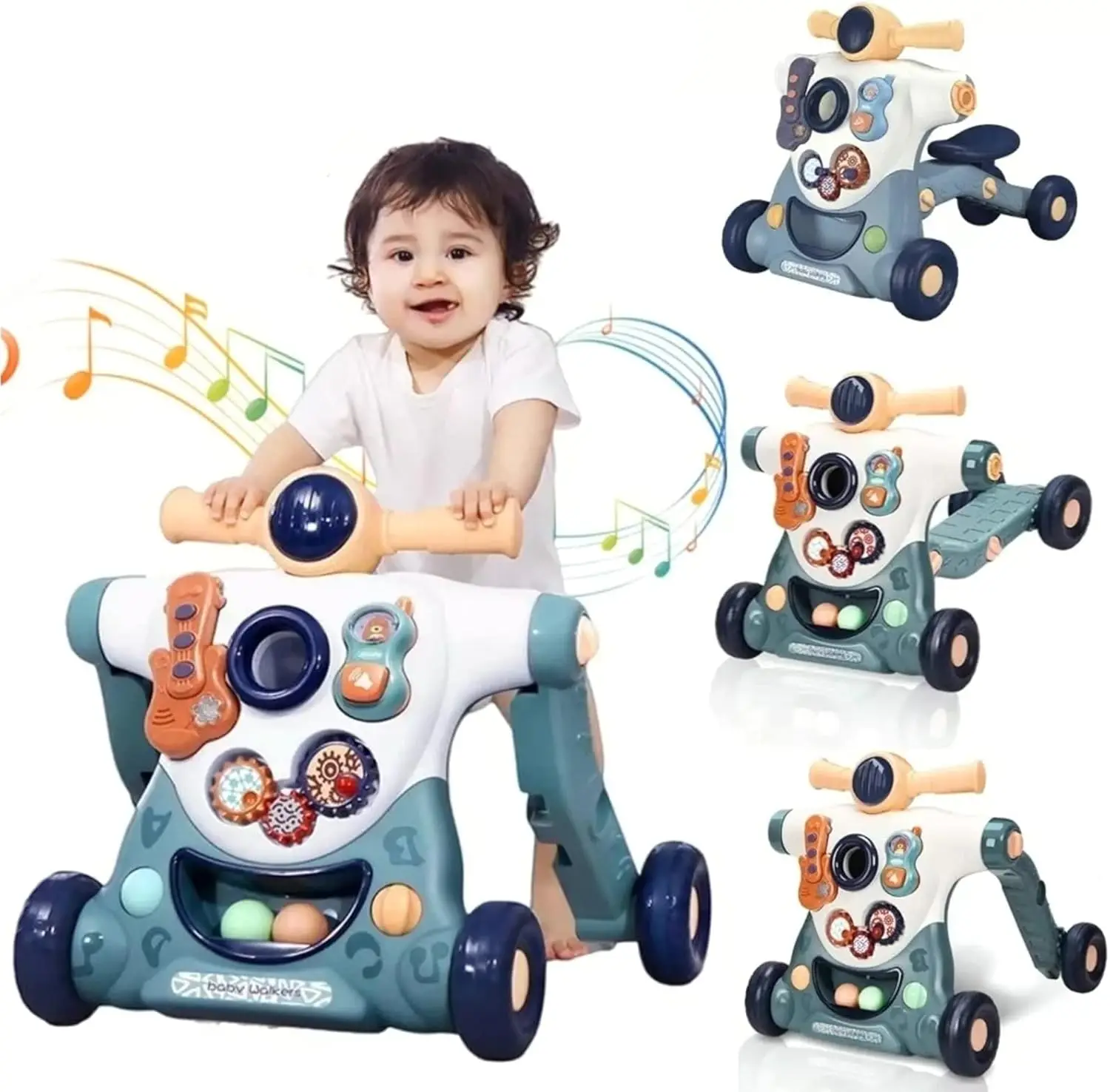 Trotteur éducatif multifonctionnel 3 en 1 pour bébé de 6 à 36 mois jouets interactifs poussette réglable sécur