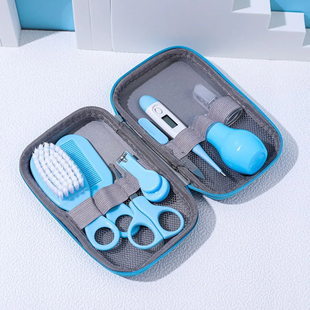 Kit soins santé bébé sac EVA brosse poils souples matériel sécurité toilette nouveauné thermomètre coupeongles