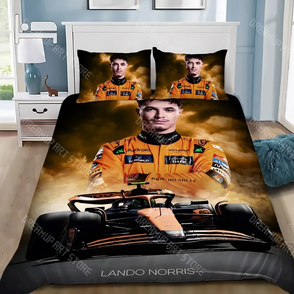 Ensemble literie Formule 1 Lando Norris couette et taies d'oreiller design sportif chambre enfant ado cadeau p